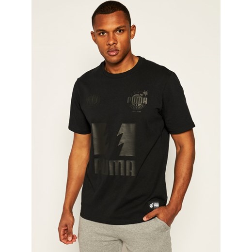 T-shirt męski czarny Puma z krótkim rękawem 