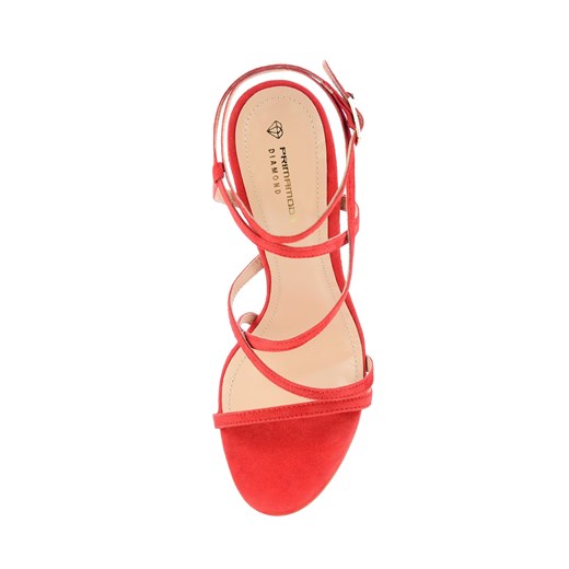 Czerwone sandały na szpilce ze skóry zamszowej BAITO