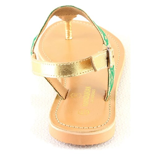 Japonki "Ilonka" w kolorze zielono-złotym  Manoukian Shoes 38 wyprzedaż Limango Polska 