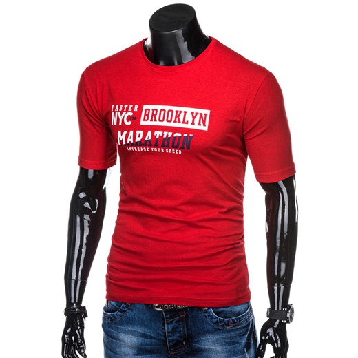 T-shirt męski Edoti.com czerwony z krótkimi rękawami 