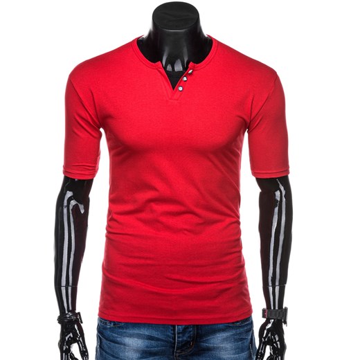 Czerwony t-shirt męski Edoti.com z krótkim rękawem 