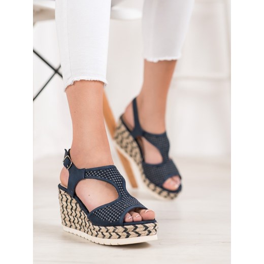 Espadryle damskie CzasNaButy letnie na koturnie z zamszu
