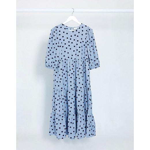 Sukienka Vila niebieska z długim rękawem koszulowa 