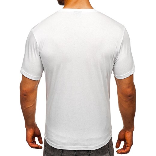 T-shirt męski biały Denley z krótkim rękawem 