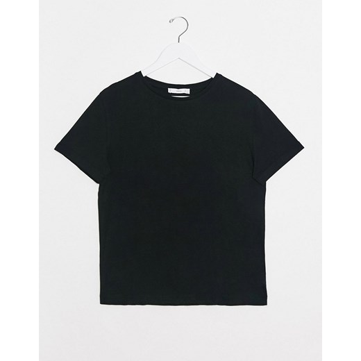 Mango – Czarny T-shirt oversize o fasonie boyfriend z bawełny organicznej