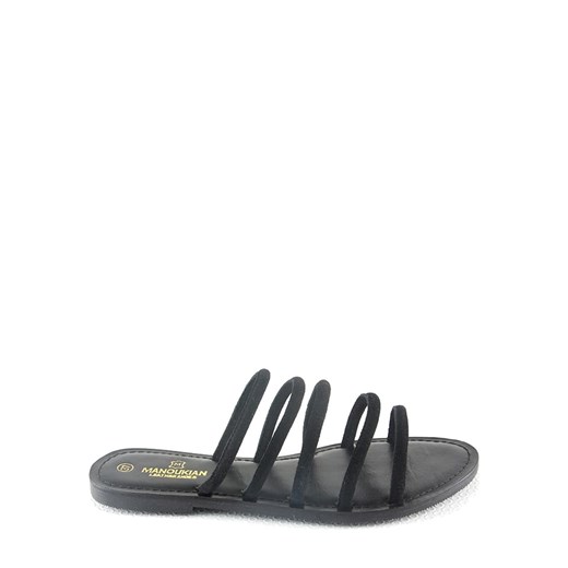 Manoukian shoes Skórzane klapki &quot;Ida&quot; w kolorze czarnym
