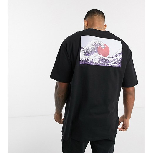 Only & Sons – Czarny t-shirt oversize z nadrukiem fal na plecach – tylko w ASOS  Only & Sons L Asos Poland