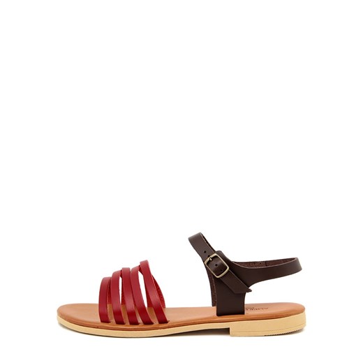 Skórzane sandały w kolorze ciemnobrązowo-czerwonym