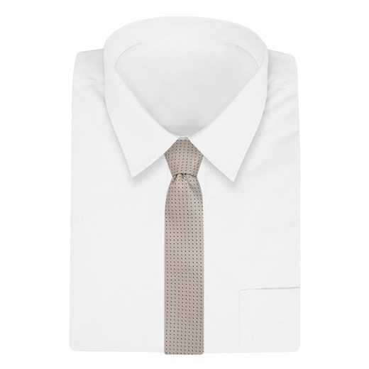 Beżowy Klasyczny Elegancki Krawat -Angelo di Monti- 7 cm, Męski, w Kropki, Groszki KRADM1739  Angelo Di Monti  JegoSzafa.pl