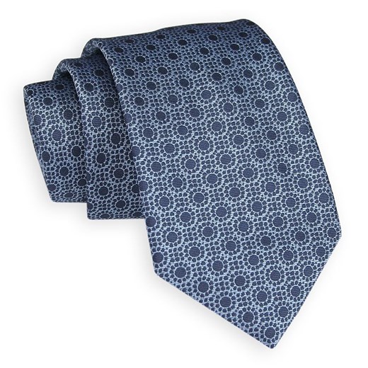 Granatowo-Niebieski Elegancki Krawat -Angelo di Monti- 7 cm, Męski, w Kółka, Koła, Wzór Geometryczny KRADM1757 Angelo Di Monti   JegoSzafa.pl
