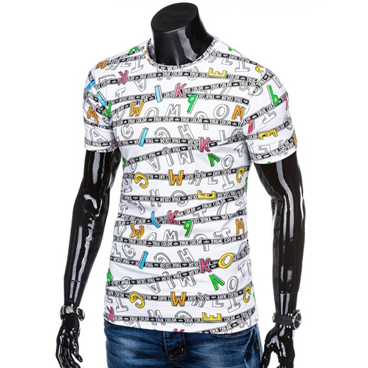 T-shirt męski z nadrukiem 1325S - biały Edoti.com  XL 