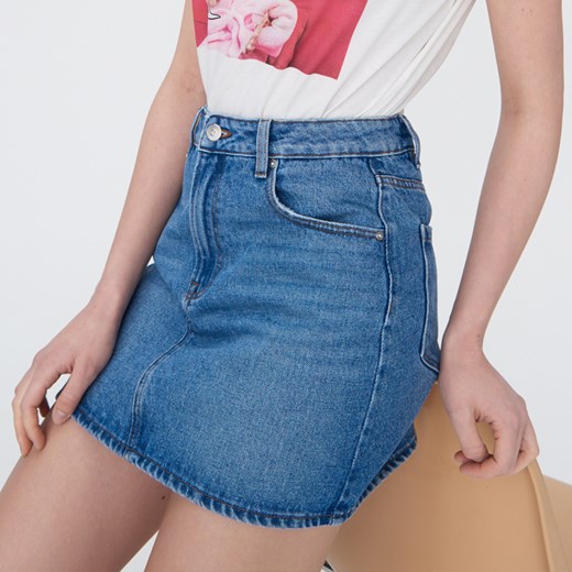 Sinsay - Jeansowa spódnica mini - Granatowy