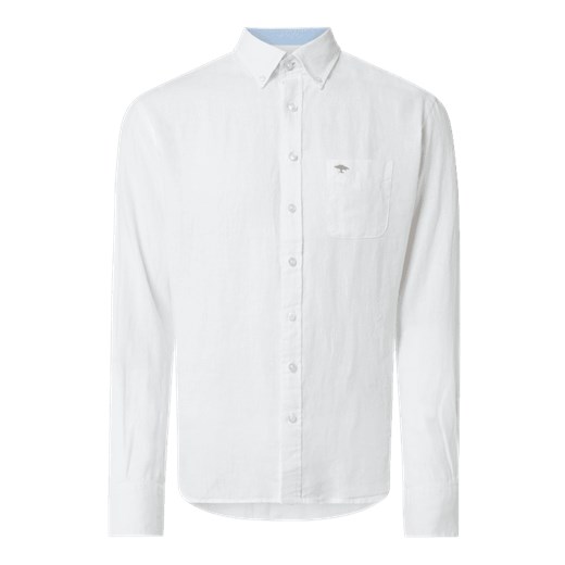 Koszula męska Fynch-hatton z lnu na wiosnę biała z kołnierzykiem button down 