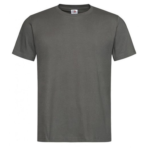 Ciemny Szary Bawełniany T-Shirt Męski Bez Nadruku -STEDMAN- Koszulka, Krótki Rękaw, Basic, U-neck TSJNPLST2000realgrey ze sklepu JegoSzafa.pl w kategorii T-shirty męskie - zdjęcie 88051282