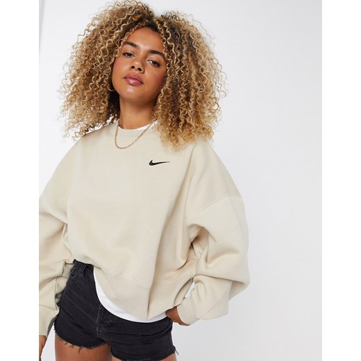 Nike – Jasnobeżowa bluza o pudełkowym kroju oversize z małym logo-Beżowy