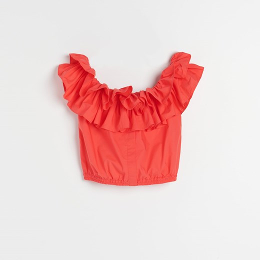 Bluzka damska czerwona Reserved z dekoltem typu hiszpanka 