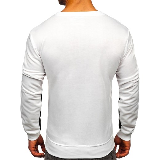 Biała bluza męska bez kaptura Denley JZ11052  Denley L promocyjna cena  