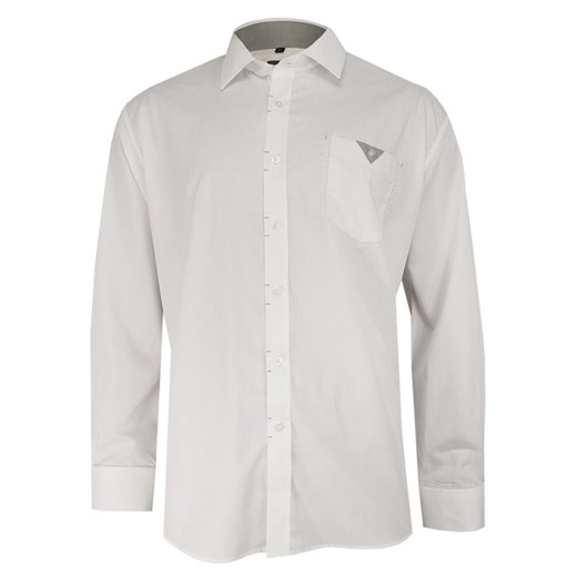 Biała Elegancka Koszula Męska z Długim Rękawem, 100% Bawełna -RANIR- Taliowana, z Kieszonką KSDWRANIRM6B03C ze sklepu JegoSzafa.pl w kategorii Koszule męskie - zdjęcie 88134681
