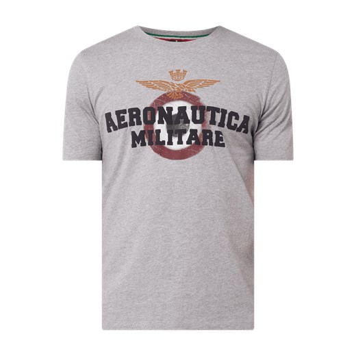 T-shirt męski Aeronautica Militare szary z krótkimi rękawami w nadruki 