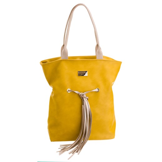 Shopper bag Badura na ramię z frędzlami średnia ze skóry ekologicznej 
