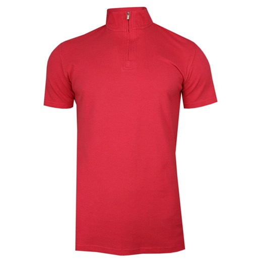 Różowa Koszulka Polo ze Stójką -CHIAO- 100% Bawełna, Męska, Krótki Rękaw, na Zamek TSCHIAOM4301PSpink ze sklepu JegoSzafa.pl w kategorii T-shirty męskie - zdjęcie 88162510