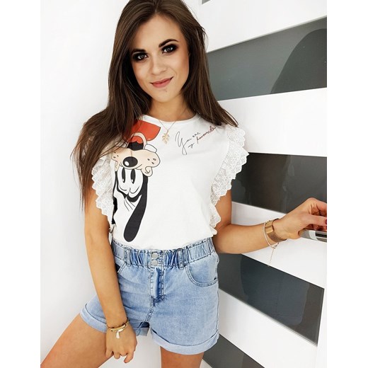 T-shirt damski GOOFY FAVORITE ecru RY1420 Dstreet uniwersalny DSTREET.PL