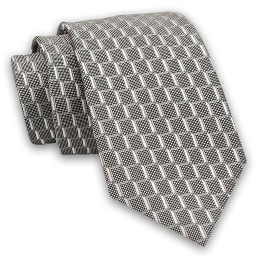 Szary Elegancki Męski Krawat -ALTIES- 7cm, Stylowy, Klasyczny, Wzór Geometryczny KRALTS0464 ze sklepu JegoSzafa.pl w kategorii Krawaty - zdjęcie 88269451