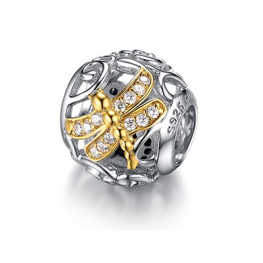 Rodowany pozłacany srebrny charms do pandora ważka dragonfly cyrkonie srebro 925 GS066 Valerio Valerio.pl