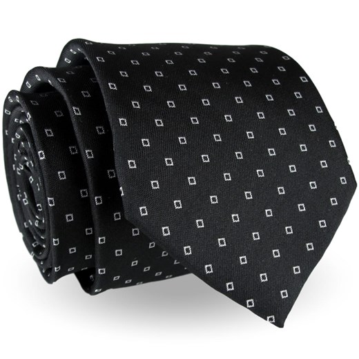 Elegancki Krawat Męski Modny klasyczny czarny we wzorki G266  Jasman  promocja ŚWIAT KOSZUL 