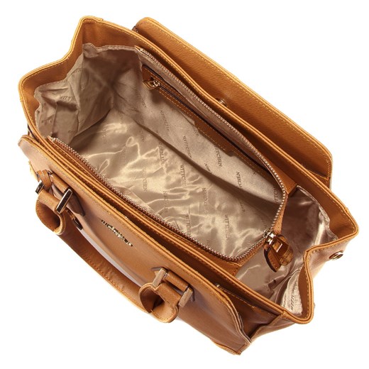 Shopper bag Wittchen bez dodatków średnia brązowa elegancka do ręki 