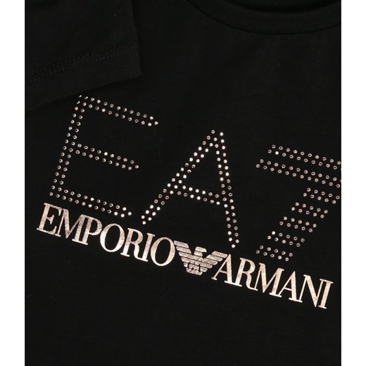 Emporio Armani bluzka dziewczęca czarna z krótkimi rękawami 
