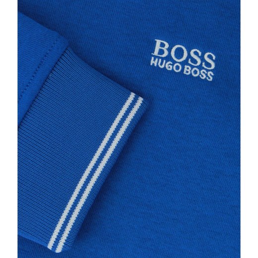 T-shirt chłopięce Boss niebieski z długim rękawem bez wzorów 