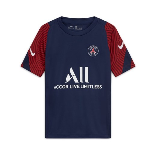 Koszulka piłkarska z krótkim rękawem dla dużych dzieci Paris Saint-Germain Strike - Niebieski  Nike M Nike poland