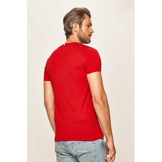 T-shirt męski czerwony Tommy Hilfiger z krótkimi rękawami bawełniany 