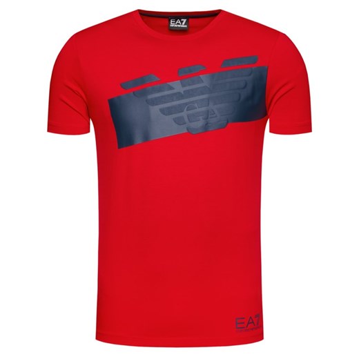 Czerwony t-shirt męski Emporio Armani z krótkim rękawem 