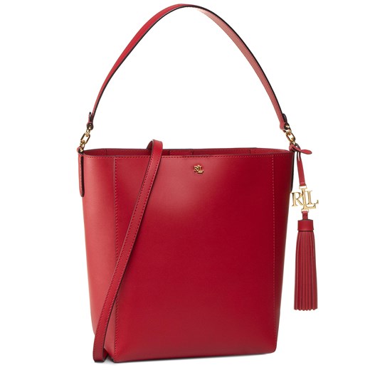 Shopper bag czerwona na ramię matowa z frędzlami 