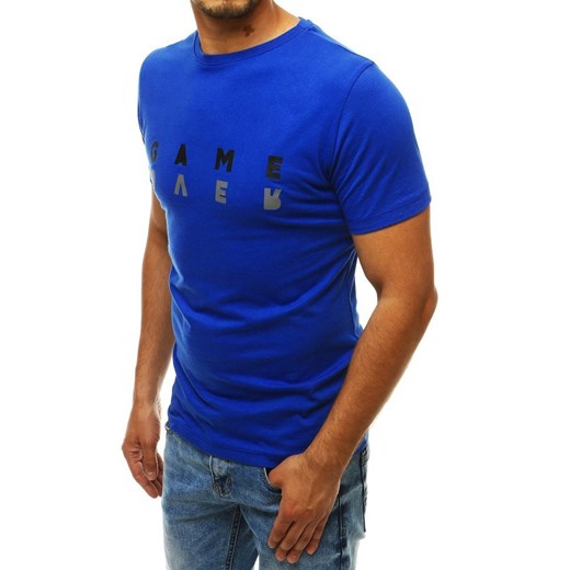 T-shirt męski z nadrukiem chabrowy RX4234 Dstreet  L promocja  