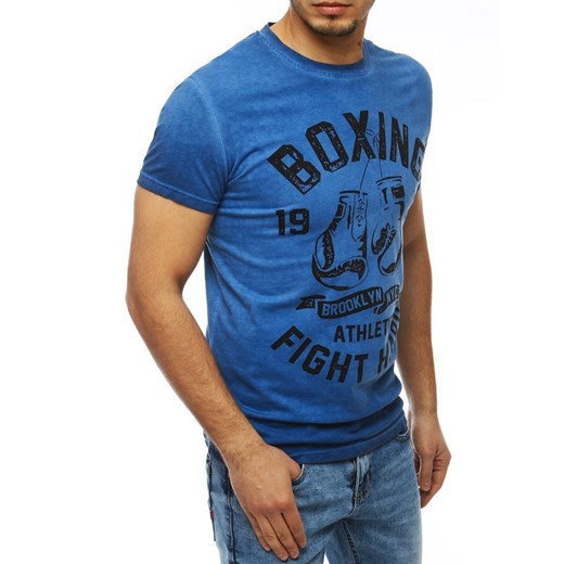 T-shirt męski z nadrukiem niebieski RX3882 Dstreet  L promocja  