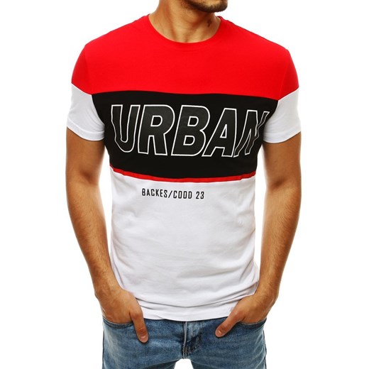T-shirt męski z nadrukiem czerwony RX3918  Dstreet XL okazyjna cena  