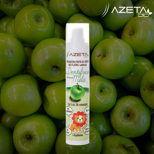 Organiczna pasta do zębów bez fluoru z ksylitolem i aloesem dla dzieci 0-3 lata jabłkowa 50 ml – Azeta Bio