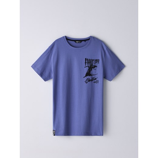T-shirt męski Cropp niebieski z krótkimi rękawami 