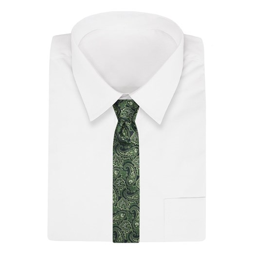 Zielony Orientalny Męski Krawat -Chattier- 7 cm, Klasyczny, Elegancki, Butelkowa Zieleń, Paisley KRCH1184 Chattier   JegoSzafa.pl