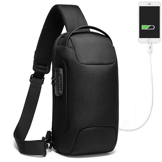 Plecak miejski Bange na jedno ramię antykradzieżowy z organizerem i USB BG-22085 Kolor: czarny    inBag