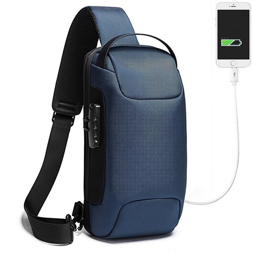 Plecak miejski Bange na jedno ramię antykradzieżowy z organizerem i USB BG-22085 Kolor: ciemnoniebieski    inBag