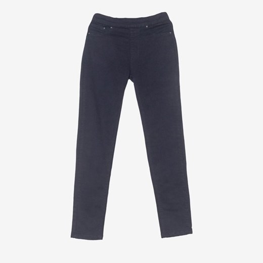 Granatowe spodnie jeansowe zapinane z tyłu - Odzież