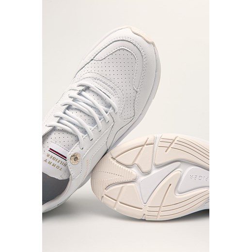 Tommy Hilfiger buty sportowe męskie białe ze skóry ekologicznej wiązane 