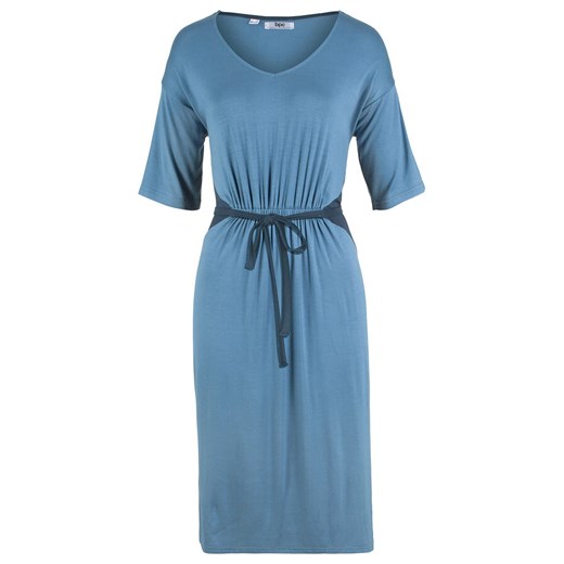 BPC Collection sukienka midi niebieska z krótkim rękawem 