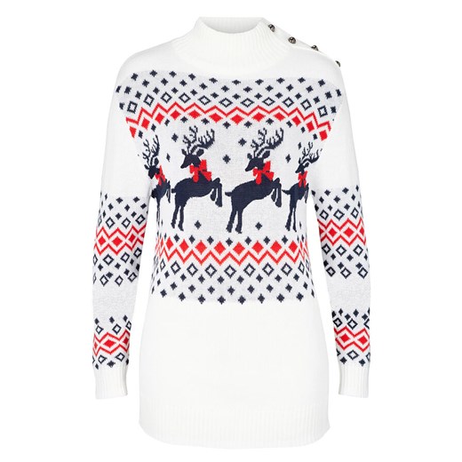 Sweter bożonarodzeniowy z motywem reniferów | bonprix