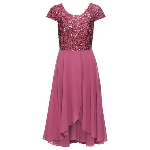 Różowa sukienka Bonprix na karnawał midi glamour asymetryczna na bal 