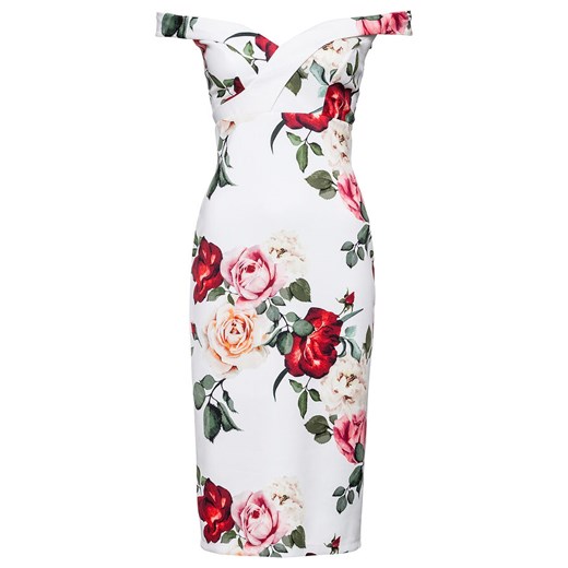 Sukienka off-shoulder w róże | bonprix